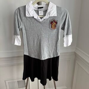 Harry Potter Gryffindor Uniform Gray White Black Dress Size M